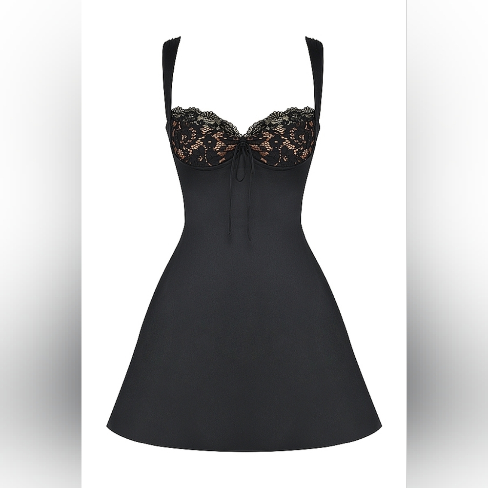 House of CB Black Lace-Trim Mini Slip Dress - Picture 7 of 15